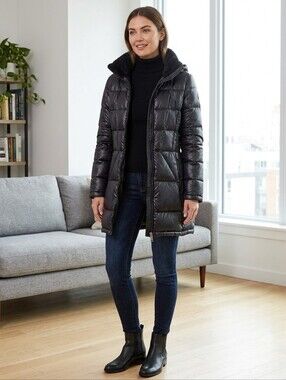 Andrew Marc Women's Black Packable Down Puffer Coat Size Small